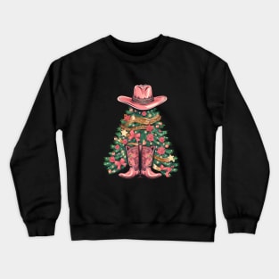 Cousin Tree Wearing Pink Cowboy Boots and Hat Crewneck Sweatshirt